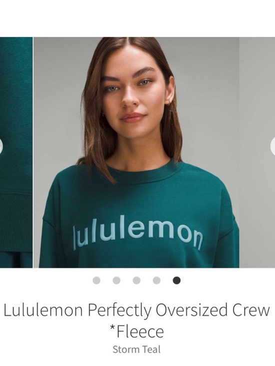 lululemon athletica Tops - Lululemon Perfectly Oversized Fleece Crewneck Sweatshirt Storm Teal Sz 8